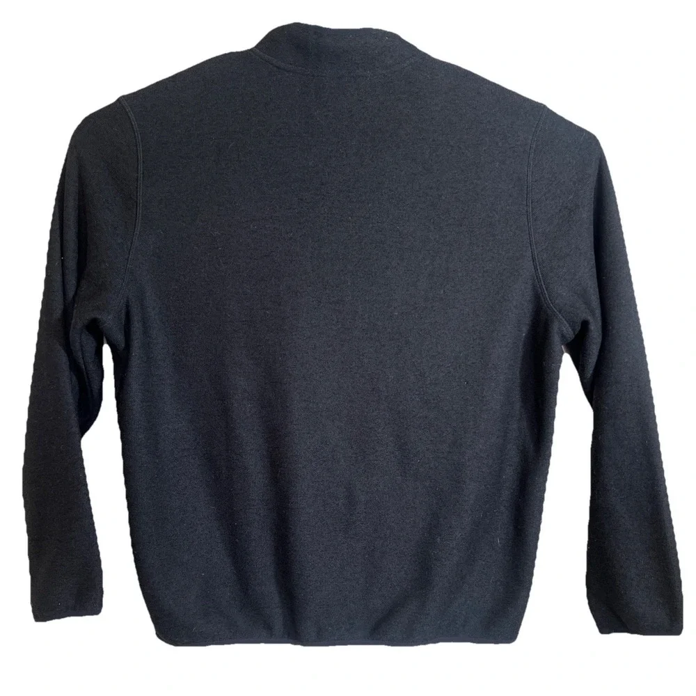 Eddie Bauer‎ Mens XL Black Fleece Snap Neck Pullover Quarter Button Jacket
